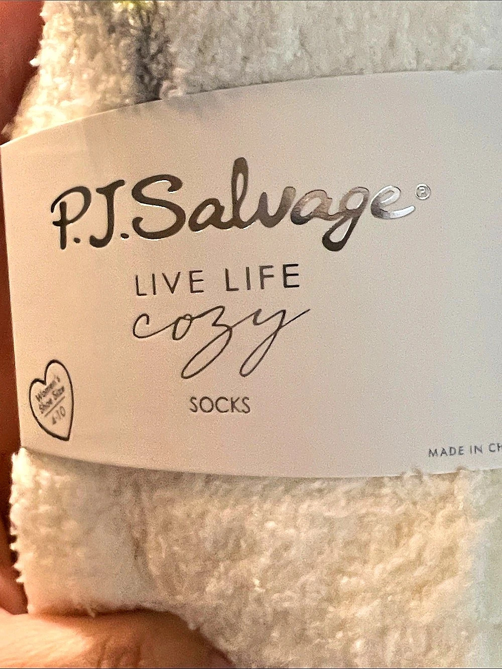 Women's PJ Salvage Live Life Cozy Socks Size 4-10 White & Pink NWT - Picture 6 of 6